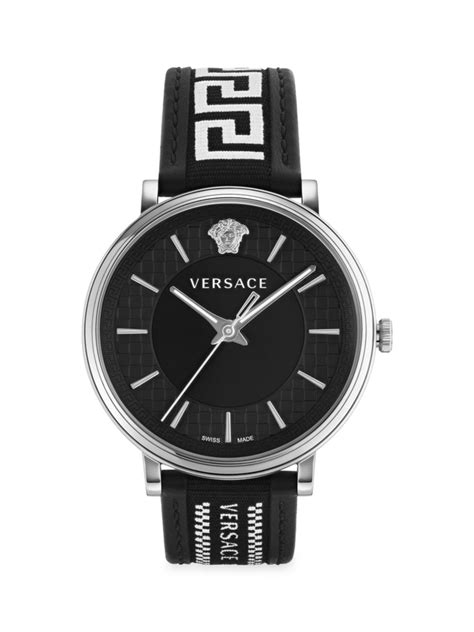 Versace Logo Stainless Steel & Leather